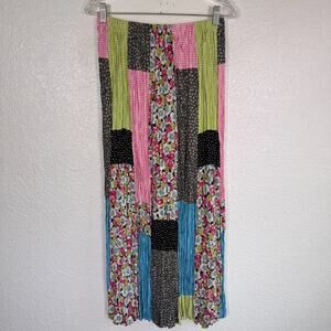 Vintage Lucia Lukken Broomskirt Skirt Womens Medium Patchwork Floral Pleat Boho